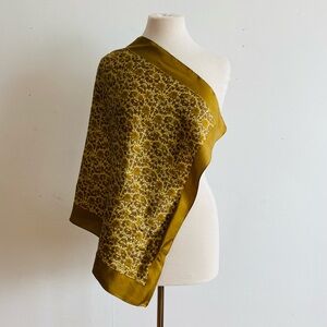 Vintage Liberty of London Silk Scarf Square Gold Brown Floral Autumnal